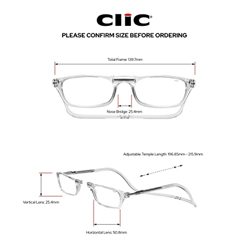 CliC Sunglass Adjustable Front Connect Ready Reader, 1.75 Strength, Clear Frame