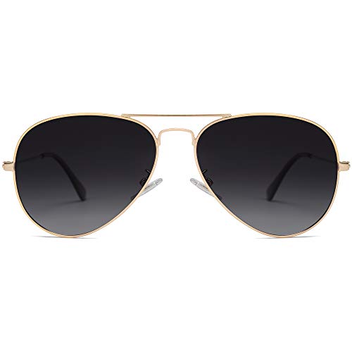 Classic Aviator Polarized Sunglasses for Men Women Vintage Retro Style,Gold/Gradient Grey