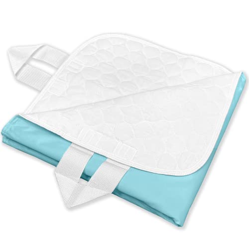 Ultra Soft 4-Layer Washable and Reusable Incontinence Bed Pad - Waterproof Bed Pads with 4 Convenient Handles to Assist in Home Health Care, 34X54 Inch