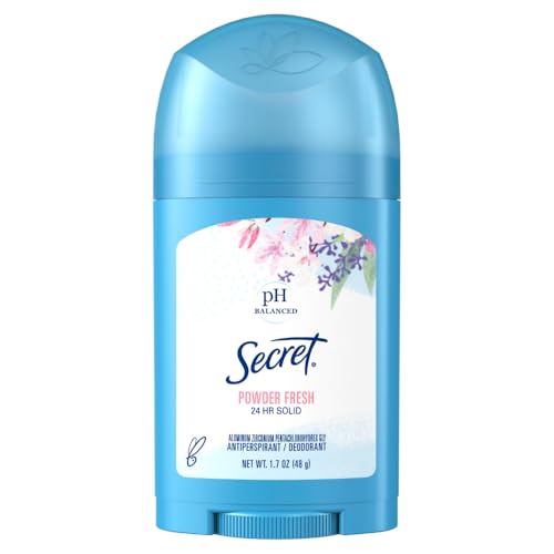 Antiperspirant and Deodorant for Women, 24hr Sweat & Odor Protection, PH Balanced Protection, Gentle on Skin, Wide Solid, Travel Size, Powder Fresh Scent, 1.7 oz