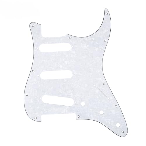 SSS 11 Hole Guitar Stratocaster Pickguard for Fender American/Mexican Made Strat Standard Modern Style Parts,4 Ply White Pearl