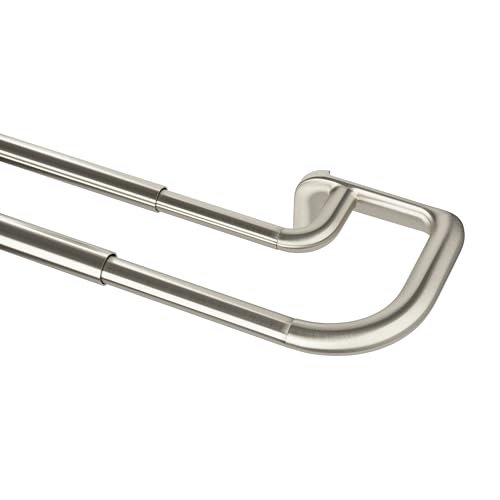 Twilight Double Curtain Rod Set – Wrap Around Design Ideal for Blackout or Room Darkening Panels, 48 to 88 Inches, Nickel