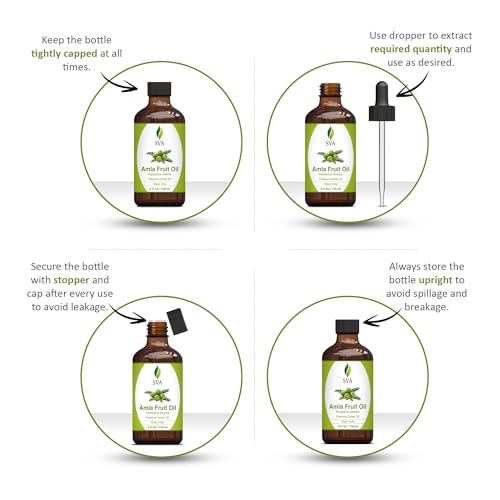 SVA Amla Oil 4oz (118ml) Premium Carrier Oil With Dropper For Hair Care, Hair Oiling, Scalp Massage, & Skin Care
