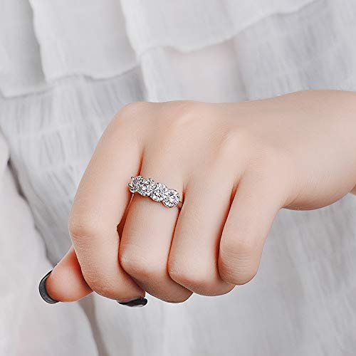 925 Sterling Silver 4 Cut Cubic Zirconia Stones Fashion Ring Engagement Wedding Bands Wedding Rings for Women Promise Anniversary Eternity Bands Rings CZ Engagement Bridal Ring (10)