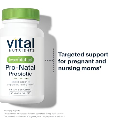 Vital Nutrients Pro-Natal Prenatal Probiotics for Women | Support for Occasional Nausea, Bloating, and Gas | Vegan Pregnancy Probiotic for Women | Gluten, Dairy, Soy Free | 30 Tablets