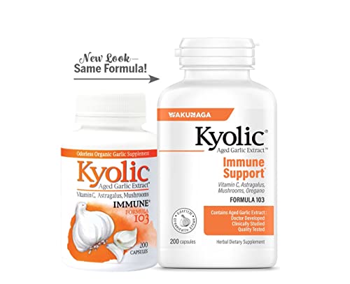 Aged Garlic Extract Formula 103 Immune Support, 200 Capsules (Packaging May Vary)