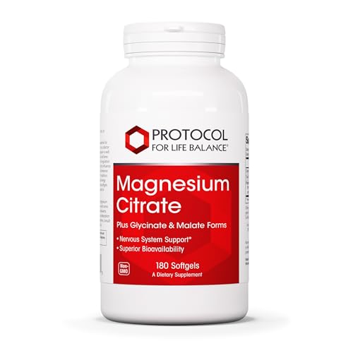 Magnesium Citrate Plus Glycinate & Malate - Support Heart Health & Bone Formation - Bioavailable Dietary Supplement - Halal - 180 Softgels