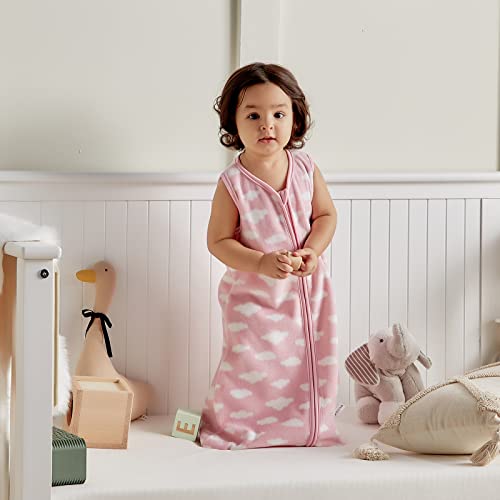 Micro Fleece Baby Sleep Sack 18-24 Months, 1.0 TOG Baby Sleeveless Wearable Blanket with 2-Way Zipper, Sleeping Bag for Baby Girl, 1 Pack, Pink Cloud