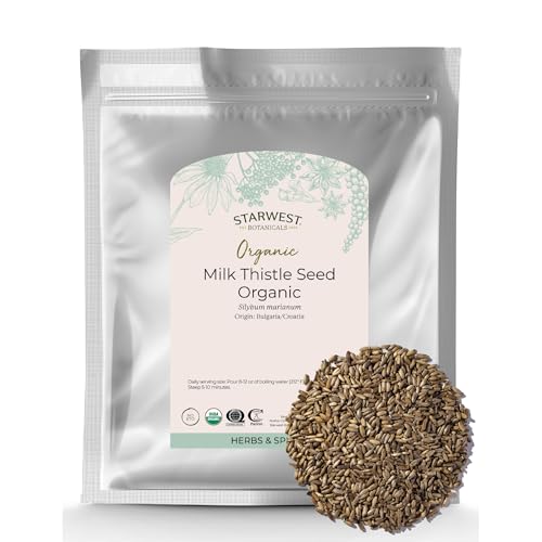 Organic Milk Thistle Seed Whole - Loose Leaf Milk Thistle for Tea & Cooking, Mix in Juice, Add to Smoothies, Oatmeal, & Yogurt, Certified Kosher, Non-GMO - Bulk 1 lb Bag
