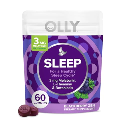 Sleep Gummy, 3 mg Melatonin, L-Theanine, Chamomile, and Lemon Balm Extracts, Blackberry Flavor, 30 Day Supply - 60 Count