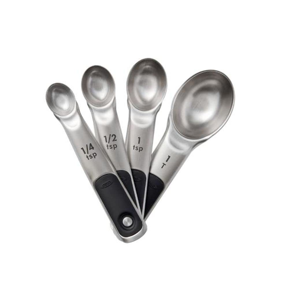 Good Grips 4 Piece Stainless Steel Measuring Spoons with Magnetic Snaps