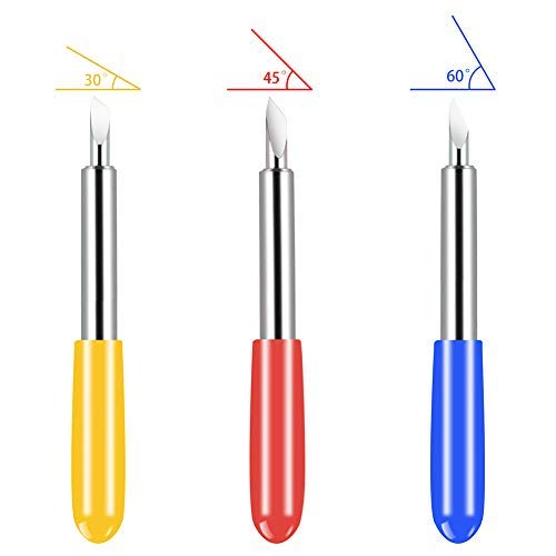 40Pcs Tungsten Steel Vinyl Cutter Blades Lettering Blade 30/45/60 Degree for Roland Cutting Plotter with 1 Knife Block, Black