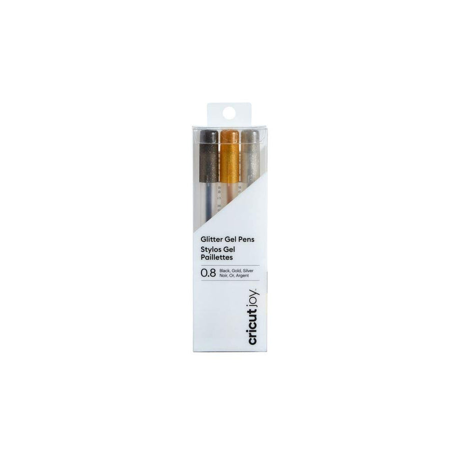 Joy Glitter Gel Pens, 0.8 mm, Black, Gold, Silver 3 Count