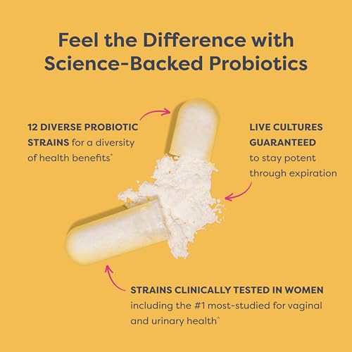 Women's Probiotic Capsules, Supports pH Balance for Women, Vaginal, Urinary, Digestive and Immune Health, L. Rhamnosus GG, Dairy, Soy and Gluten-Free, 25 Billion CFU - 30 Ct
