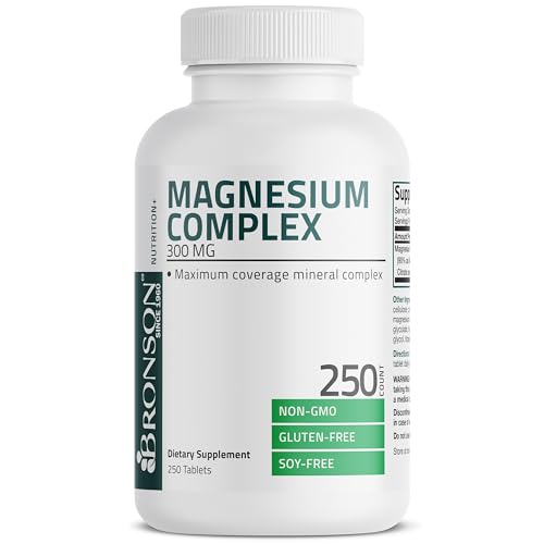 Triple Magnesium Complex Maximum Coverage 300 Mg Magnesium Oxide Magnesium Citrate Magnesium Carbonate, Non-GMO Formula, 250 Tablets