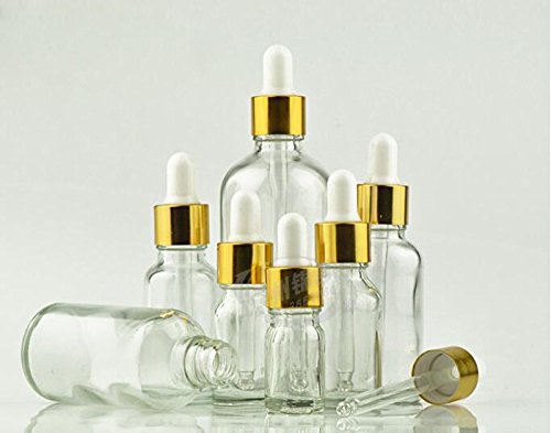 100Ml/3.3Oz: 3Pcs Portable Empty Refillable Clear Glass Essential Oil Dropper Bottles Makeup Cosmetic Sample Container Jars with Glass Eye Dropper and White Rubber Cap(100Ml/3.3Oz