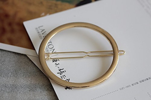 Hollow Hoop Round Circle Geometric Metal Hair Clip Bobby Pin Ponytail Holder Hair Accessories for Women and Girl (2 Pcs/Lot,1 Gold & 1 Silver)