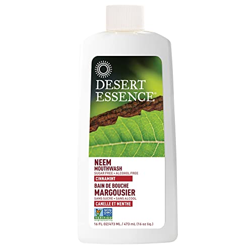 Alcohol-Free Mouthwash with Tea Tree Oil and Aloe, Sugar-Free, Oral Rinse to Fight Bad Breath & Dry Mouth, Vegan, Non-GMO, SLS-Free, Gluten-Free, Cinnamint Flavor, 16oz