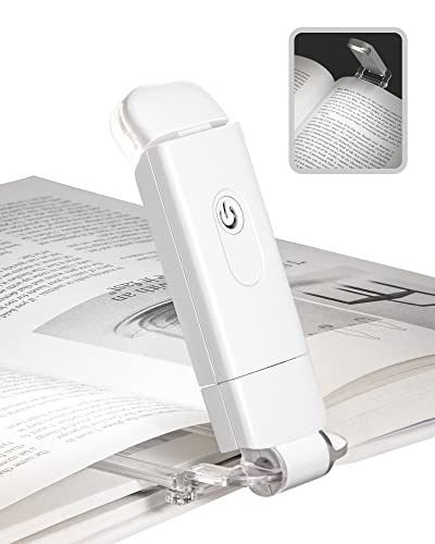 Book Reading Light with Clip, USB Rechargeable Booklight for Reading in Bed, Eye Care LED Book Lamp for Kids, Bookworms,2 Brightness Levels (White)