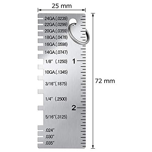 Gauge Metal Sheet Thickness Gauge Metal Gauge Tool Stainless Steel Thickness Gauge ONE-Sided Material Wire Thickness Gauge Plated Size Inspection Tool (1)