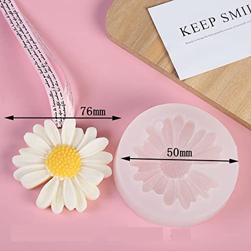 4 Pack Flower Mold Resin Mold Chamomile with Hole/Single Chamomile Flower/Four Daisy Flower in One/Single Daisy Flower Silicone Mold for Resin Candle Mold Flower Decoration Mold
