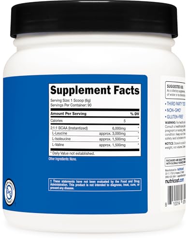 BCAA Powder 2:1:1 (90 Servings, No Flavor Added) - Branched Chain Amino Acids