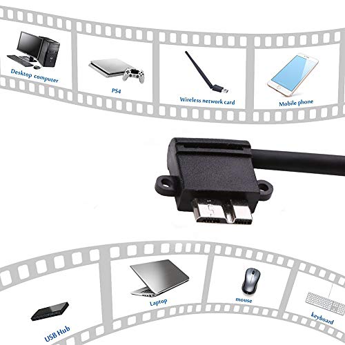 Right Angle Micro B USB 3.0 Cable for Seagate or Toshiba External Hard Drive Cord Wire, BlackBerry Passport Data Cable