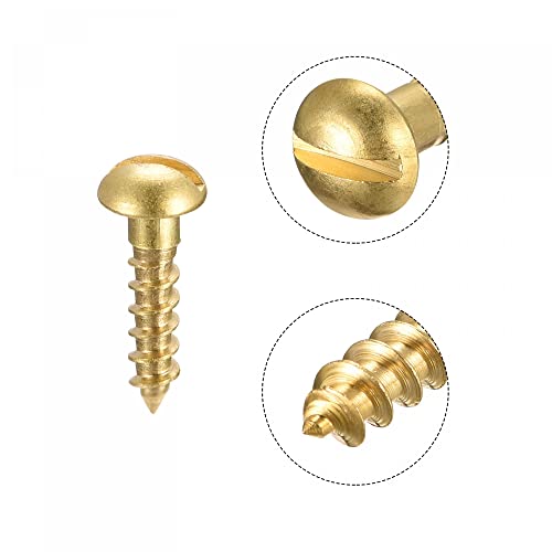 Wood Screws M3 x 12mm Slotted Round Head Brass Self-Tapping Screw 100 Pcs