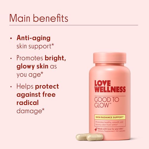 Good to Glow | Collagen Supplement with Biotin, Vitamin C, E, Ashwagandha & Zinc | Promotes Smooth, Glowing & Clear Skin | Enhances Smoothness & Promotes Healthy Skin | 60 Count