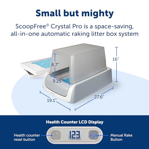 Scoop Crystal Pro Automatic Self Cleaning Cat Litter Box (27.6x19.1x16), Comes with 1 Disposable Litter Tray (Grey)