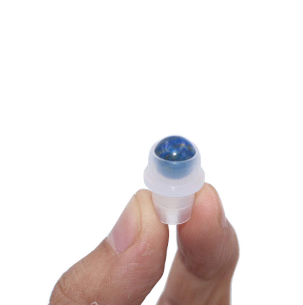 10 Pack Natural Crystal Stones Roller Balls For Essential Oils,Use of Standard 5ml 10ml Replacement Roller Balls,Essential Oil Roller Bottles Polished Gemstone With Plastic Insert,Lapis Lazuli