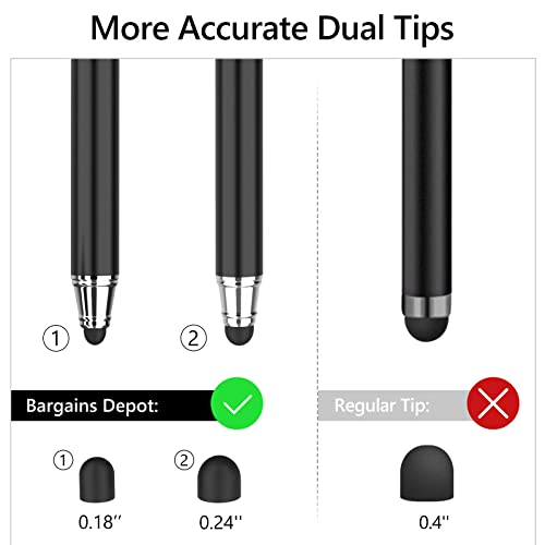 2-in-1 Stylus Touch Screen Pen for iPhone, Ipad, iPod, Tablet, Galaxy and More with 20Pcs Rubber Tips (Black)