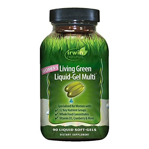Women's Living Green Liquid-Gel Multi Vitamin - 90 Liquid Softgels - 70 Essential Nutrients, Full-Spectrum Vitamins, Wholefood Blend - Targeted Adrenal & Brain Support-30 Total Servings