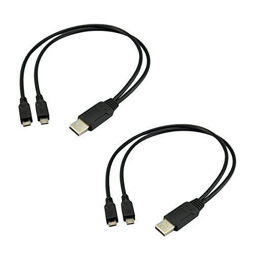 Micro USB Cable, Dual Micro USB Charging Cable USB to Micro USB Splitter Adapter Android Charger Cord Data Transfer fit for Samsung Galaxy S7 Edge S6 S5 Note PS4 Fire Tablet MP3, 2 Pack