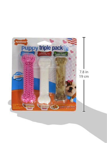 Puppy Chew Toys & Natural Treat Triple Pack, Pink, Chicken & Bacon Flavor, Small - Up to 25 Ibs, 3 Pack