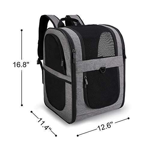 Apollo Walker Pet Carrier Backpack for Large/Small Cats and Dogs, Puppies, Safety Features and Cushion Back Support | for Travel, Hiking, Outdoor Use (Gray)