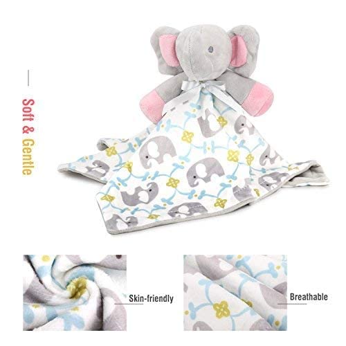 Elephant Loveys for Babies Unisex for 1 2 3 4 5 6 Months Security Blanket Soft Stuffed Animal Elephant Baby Stuff Lovie Snuggle Blanket, Soothing Plush Toys Baby Gift for Newborn, Colours