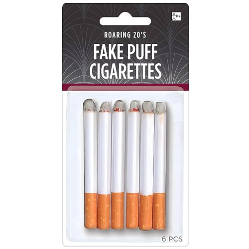 Fake Puff Cigarettes Costume Accessory - 3.25, 6 Count - Durable & Realistic - Ideal For Themed Parties & Theatrical Performances