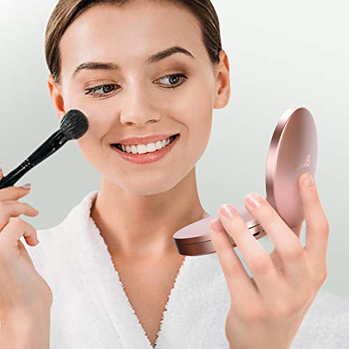 20X Magnifying Mirror with Light, 20X/5X/1X Travel Lighted Makeup Mirror,Portable LED Compact Mirror,Handheld Folding Rechargeable Ring Light Mirror(4inches, Rose Gold)