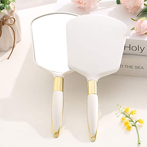 White Colour, Square: Handheld Mirror with Handle, for Vanity Makeup Home Salon Travel Use (White Colour, Square)