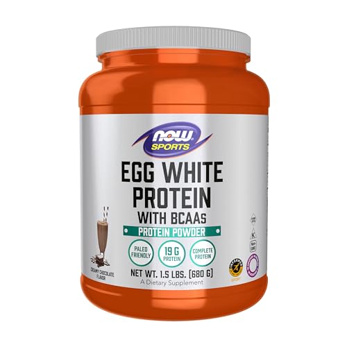 Sports Nutrition, Egg White Protein, 20 g With BCAAs, Creamy Chocolate Powder, 1.5-Pound