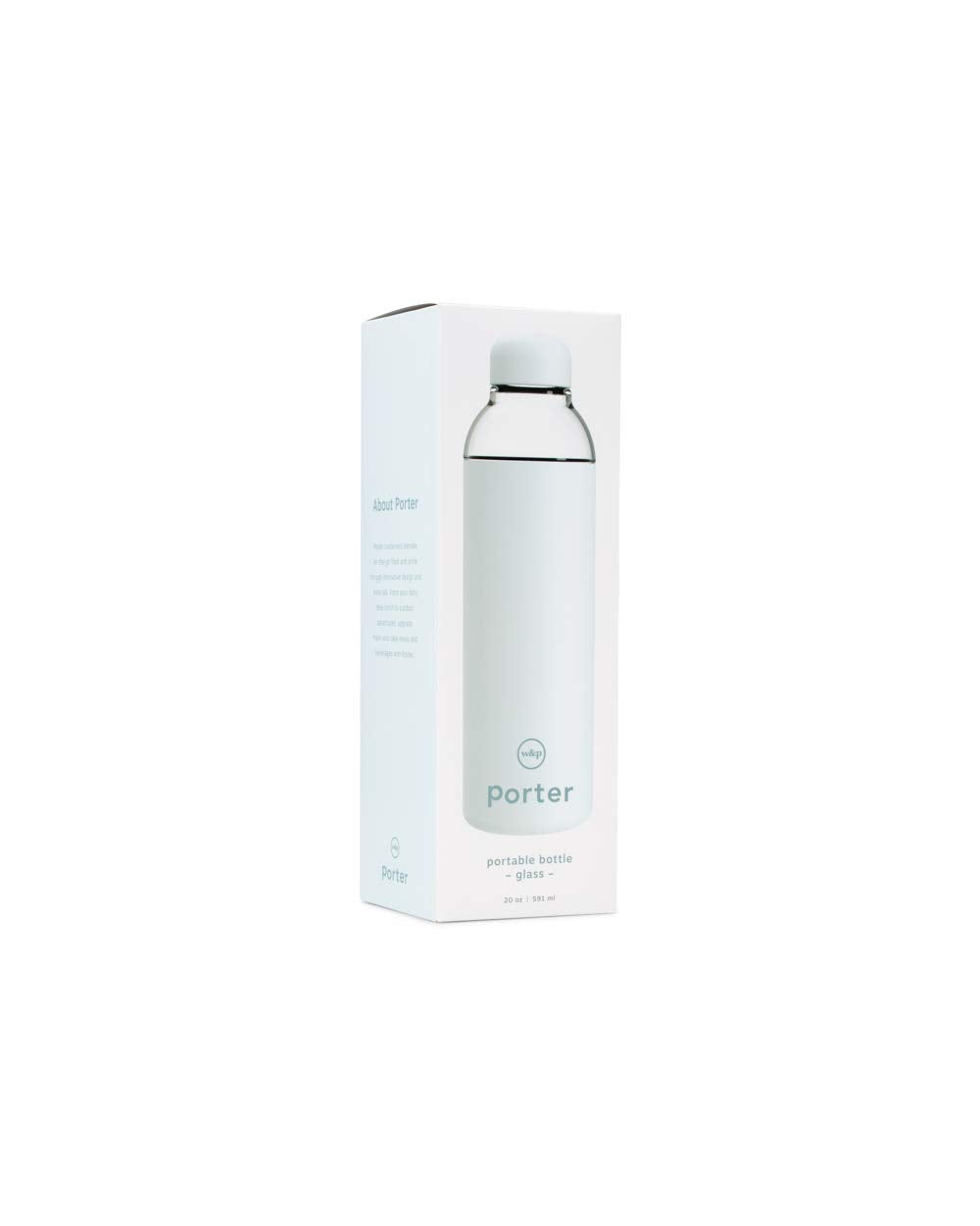 W&P Porter Glass Water Bottle w/ Protective Silicone Sleeve | Mint 20 Ounces | On-the-Go | Reusable Bottle for Coffee, Tea and Water | Portable | Dishwasher Safe