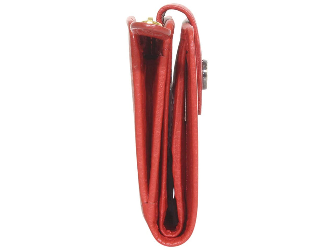 Women's Leather RFID Small Indexer Wallet Billfold, Red, One Size
