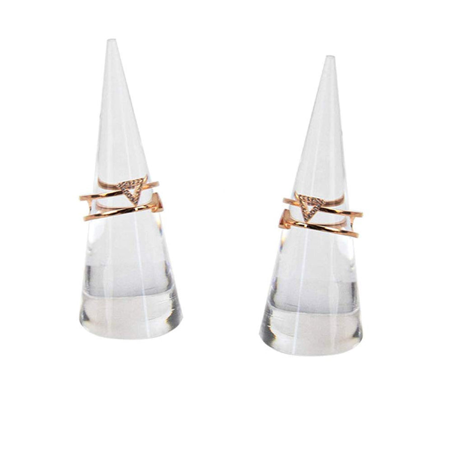 2Pcs Cone Shape Acrylic Jewelry Ring Display Holder Finger Ring Stand Single Ring Display Support Holder Decorative Display Stands for Jewelry Ring/Wedding Ring, Clear