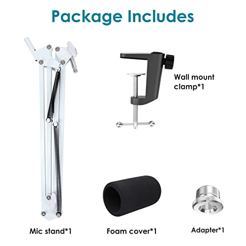White Boom Arm for HyperX QuadCast S - White Mic Arm Compatible with Hyperx Quadcast White Microphone, Premium White QuadCast S Microphone Boom Arm Stand