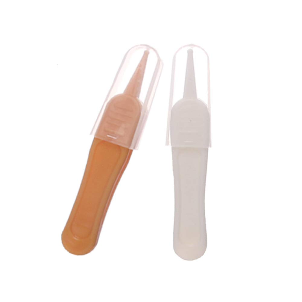 Baby Nasal Tweezers Pack of 2, Baby Nose Cleaning Tweezers, Round-Head Baby Nose booger Picker Ear Cleaner Clip Tool, Q-Grips Ear Wax Remover for Baby Care