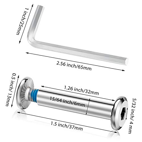 20 Sets Skate Wheel Socket Screw Inline Roller Skate Screws Shaft Hex Socket Screw with 2 Pieces Installation Tool