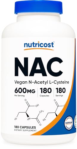 N-Acetyl L-Cysteine (NAC) 600mg, 180 Capsules - Non-GMO, Gluten Free