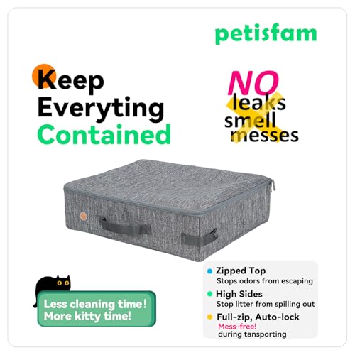 Portable Litter Box for Easy Travel with Cats and Kitties with 1 Collapsible Bowl and 1 Scoop Medium Grey