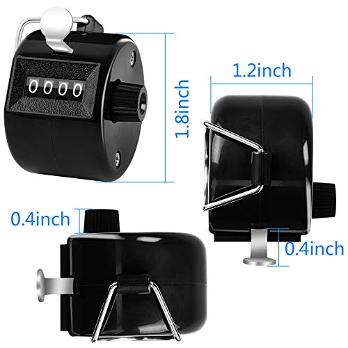 2 Pack Hand Tally Counter 4 Digital Click Counter for Sport Row School Event (Black White)